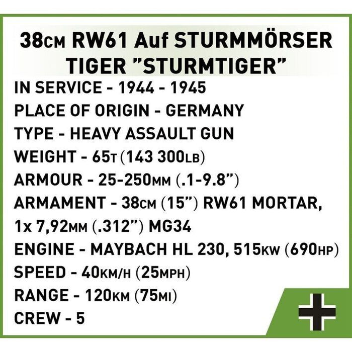 Cobi 2585 - World War II - Sturmmorser Tiger 1100 pcs