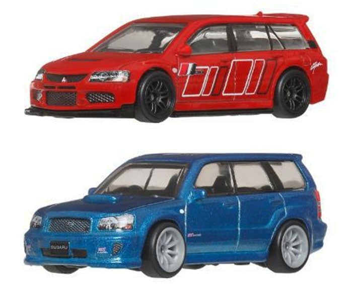 Hot Wheels Premium Car Culture - 2005 Mitsubishi Lancer EVO IX Wagon & 2004 Subaru Forester STI Twin-Pack