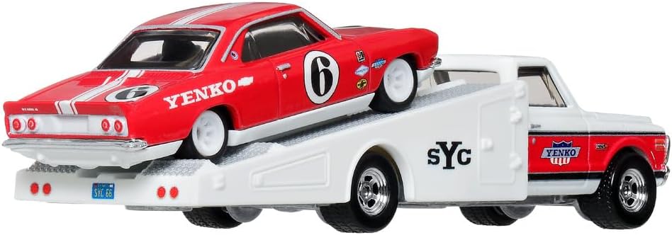 Hot Wheels Premier Team Transport 66 Chevrolet Corvair Yenko Stinger & '72 Chevy Ramp Truck Camion A Rampe