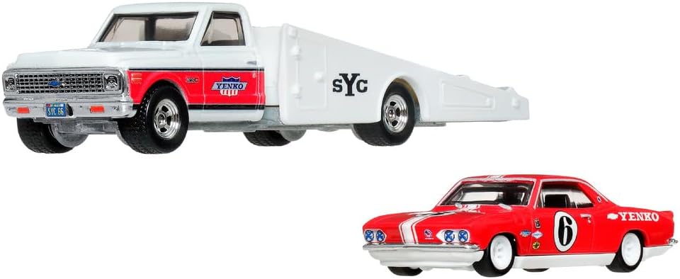 Hot Wheels Premier Team Transport 66 Chevrolet Corvair Yenko Stinger & '72 Chevy Ramp Truck Camion A Rampe