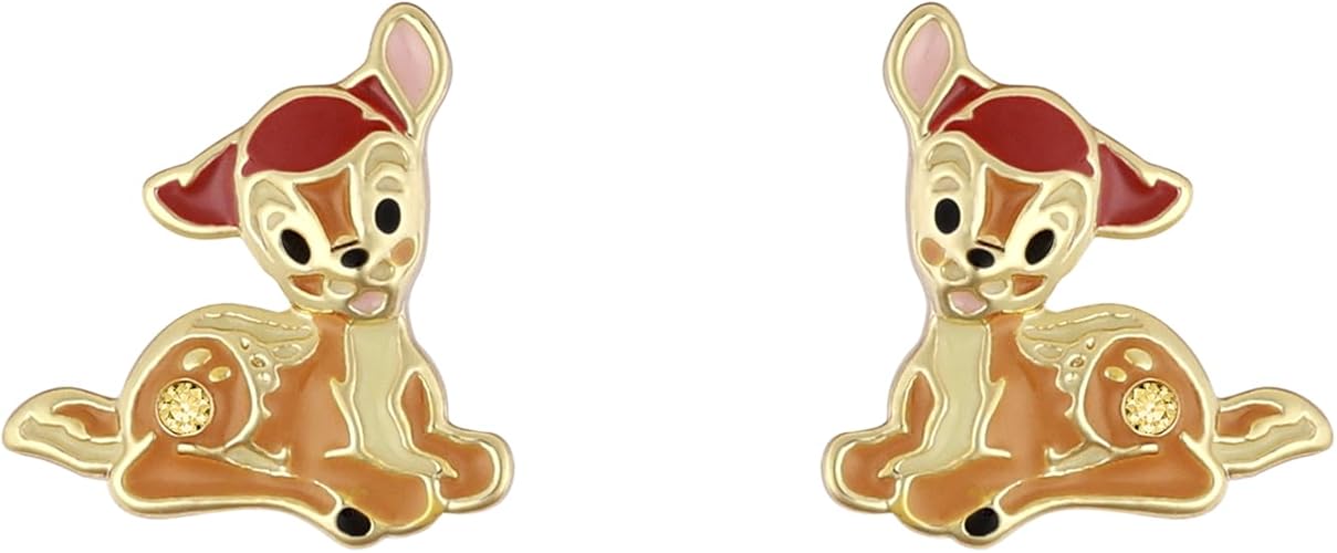Disney Bambi Gold Plated Stone Set Stud Earrings