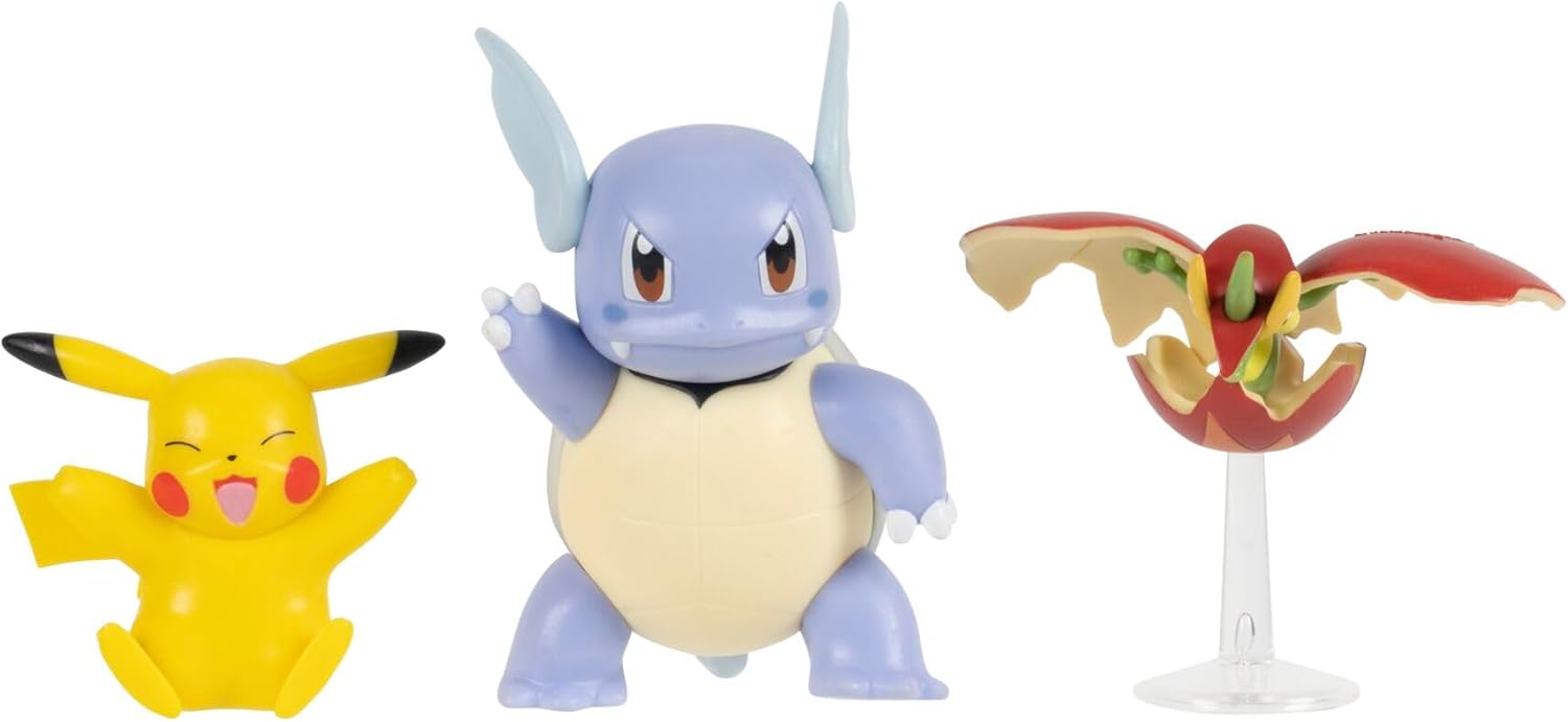 Pokemon - Pikachu, Wartortle & Flapple Battle Figure Set
