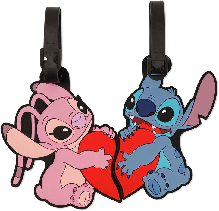 Disney Angel & Stitch Love Heart Luggage Tag Set