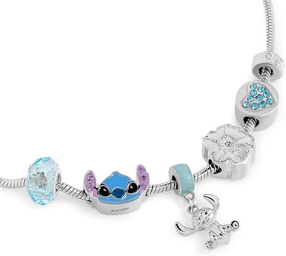 Disney Stitch Silver Plated Charm Bracelet