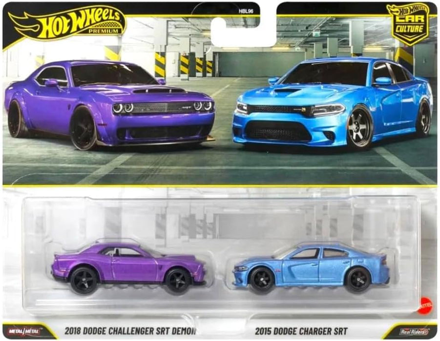 Hot Wheels Premium Car Culture - 2018 Dodge Challenger SRT Demon & 2015 Dodge Charger SRT Twin-Pack