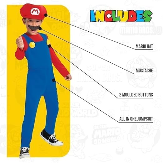 Disguise Super Mario Bros. Mario Costume (3-4YR)
