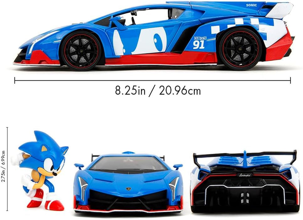 Jada - Sonic Lamborghini Veneno with Figure 1:24 Die-Cast Car