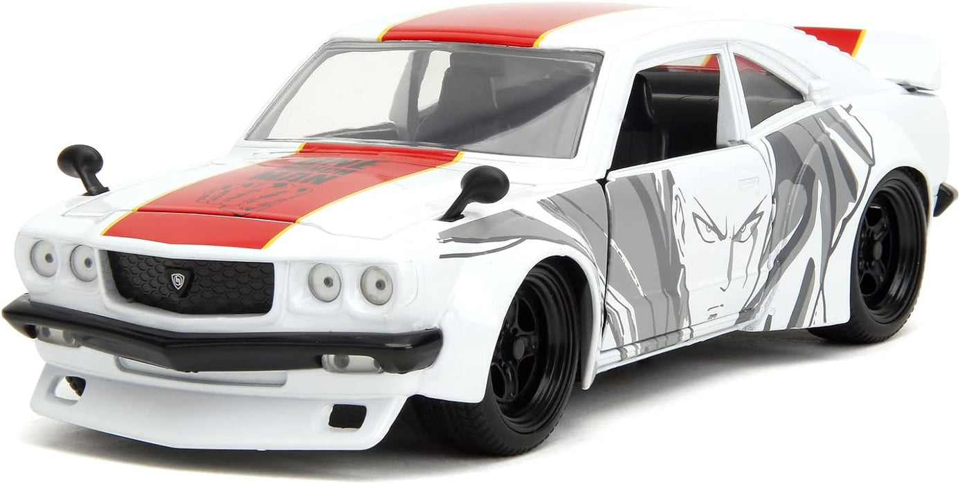 Jada - One Punch Man 1974 Mazda RX-3 1:24  Die-Cast Model Vehicle With Saitama Figure