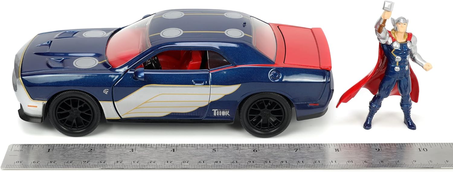 Jada - Marvel Thor Dodge Challenger 1:24 Die-Cast  Model Vehicle With Thor Figure