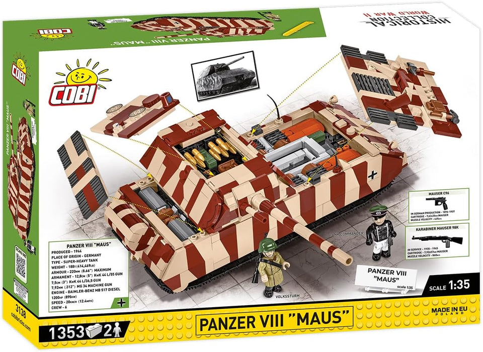Cobi 3138 - World War II - Panzer VIII Maus 1353 pcs