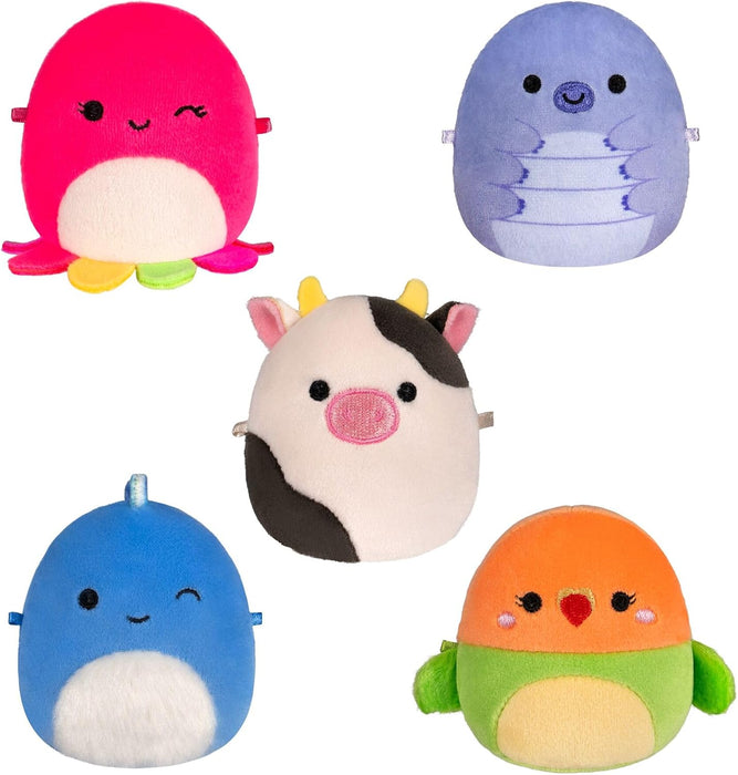 Squishmallows -Micromallows 2.5" Bear, Cow, Dinosaur, Love Bird & Octopus Set