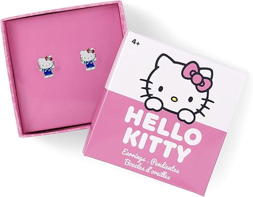 Hello Kitty Girls Sterling Silver Silhouette Cut Out Stud Earrings