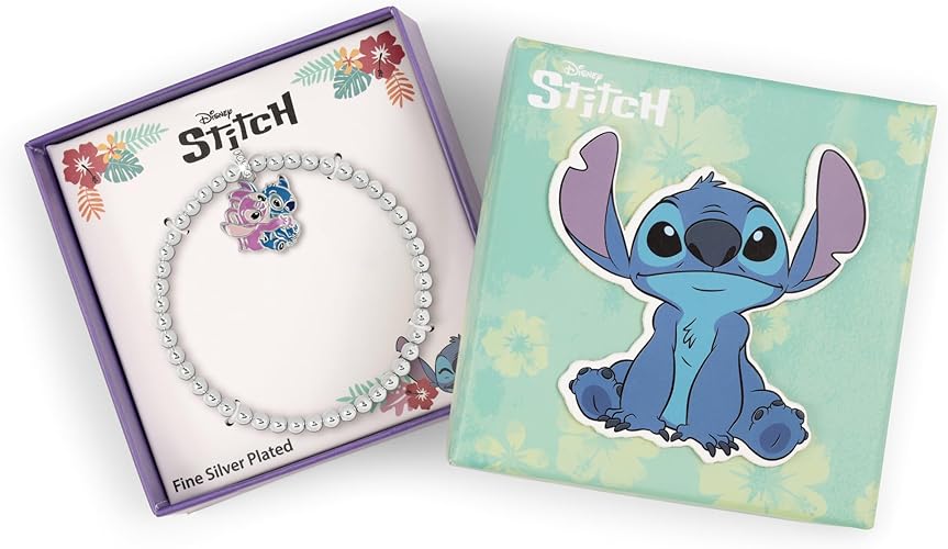 Disney Stitch and Angel Silver Plated Expander Bracelet