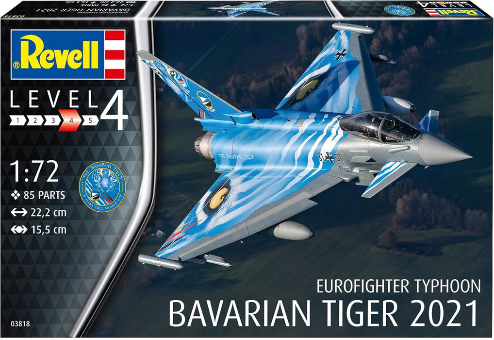 REVELL 03818 - Eurofighter Typhoon Bavarian Tiger 2021 1:72 Scale Model Plane