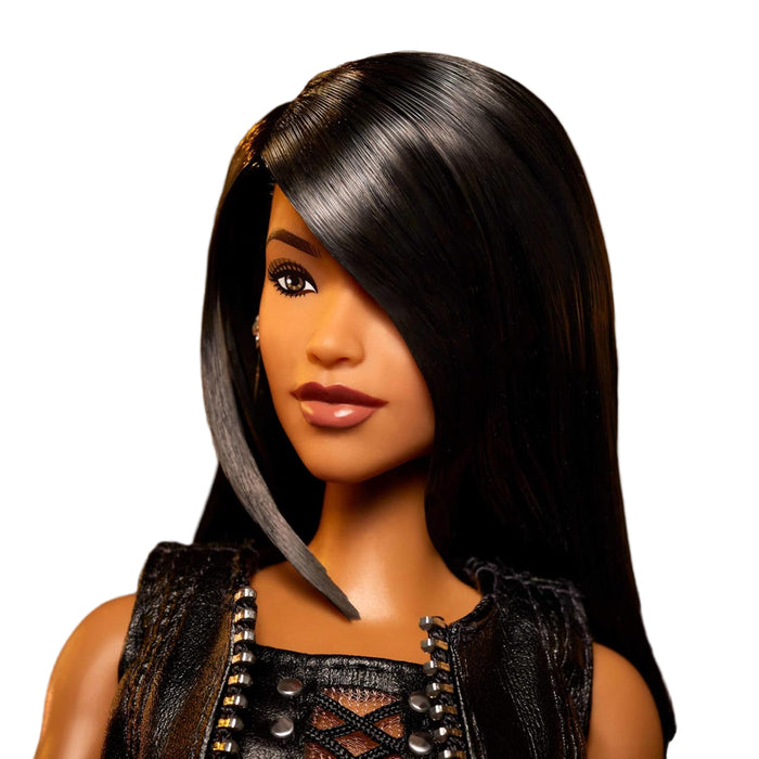 Barbie Signature Aaliyah Doll in Black Faux Leather Outfit