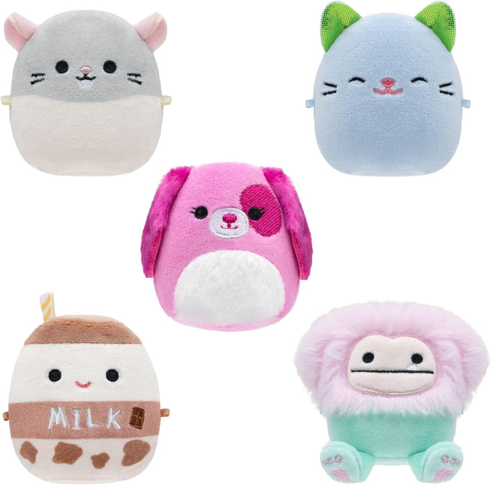Squishmallows -Micromallows 2.5" Grey Cat, Lavender Cat, Pink Dog, Mint & Chocolate Milk Set