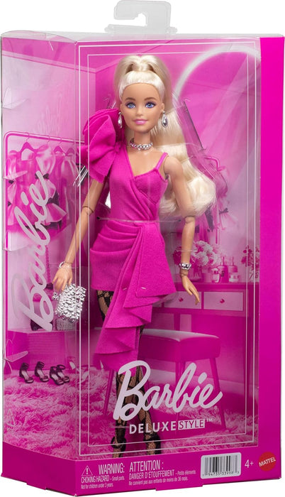 Barbie Deluxe Style Doll With Dress & Blonde High Ponytail