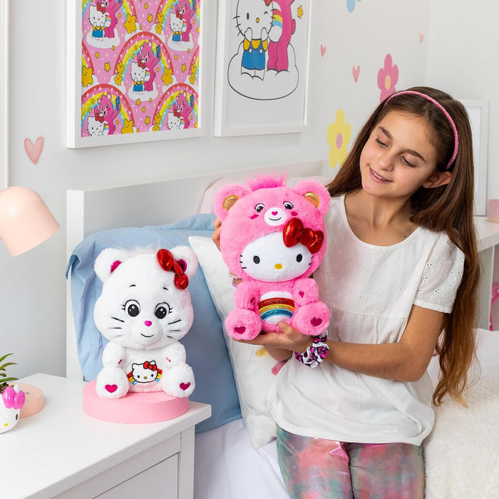 Care Bears x Hello Kitty 25cm Cheer as Hello Kitty & Hello Kitty as Cheer Plushies