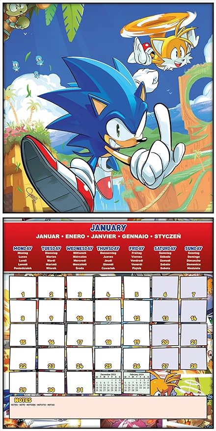 Sonic The Hedgehog 2024 Square Calendar (30cm x 30cm)