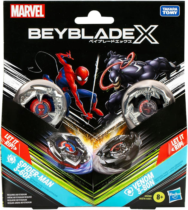 Beyblade X Marvel Collab Spider-Man 3-60F vs. Venom 3-80N Multipack Set