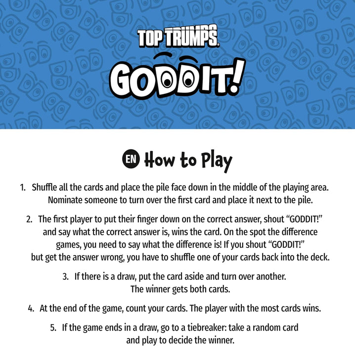 Top Trumps Original Goddit! Card Game