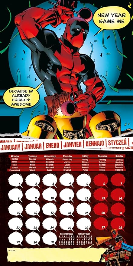 Deadpool 2024 Square Calendar (30cm x 30cm)