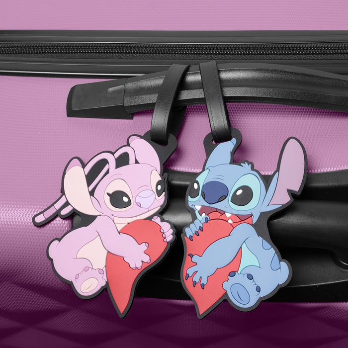 Disney Angel & Stitch Love Heart Luggage Tag Set