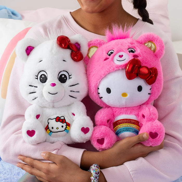 Care Bears x Hello Kitty 25cm Cheer as Hello Kitty & Hello Kitty as Cheer Plushies