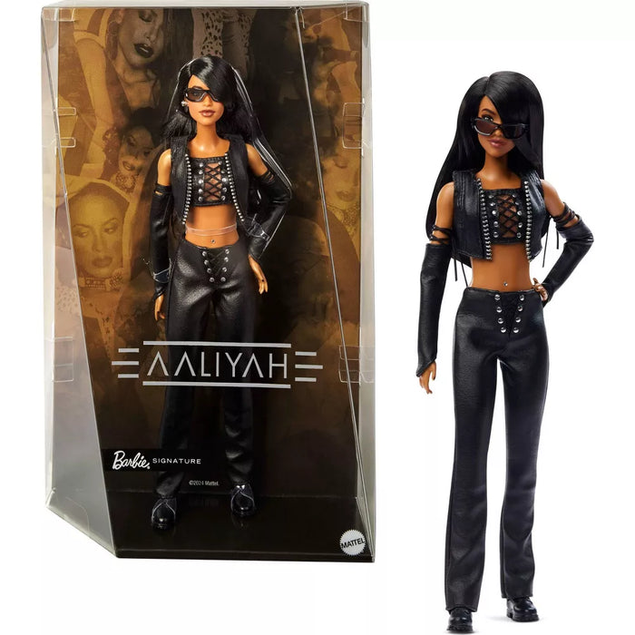 Barbie Signature Aaliyah Doll in Black Faux Leather Outfit