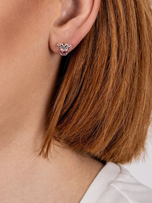 Disney Silver Plated Minnie Mouse Pink Bow Earrings