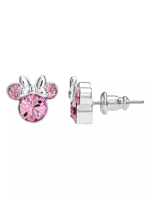 Disney Silver Plated Minnie Mouse Pink Bow Earrings