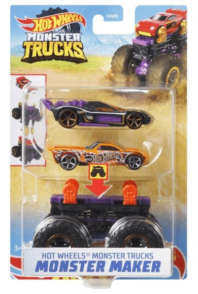 Hot Wheels Monster Trucks - Monster Maker (Purple & Orange Cars)