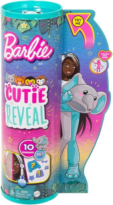 Barbie - Cutie Reveal - Doll With Plush Elephant Costume