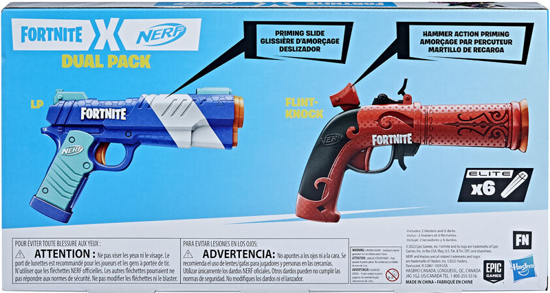 Nerf Fortnite Dual Pack Includes 2 Fortnite Blasters and 6 Nerf Elite Darts  - Nerf